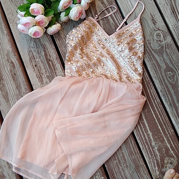 🔥 Price Firm🔥 Hollister Heavenly Sheer Sequin Icy Pink Cami Mini - Picture 8 of 12